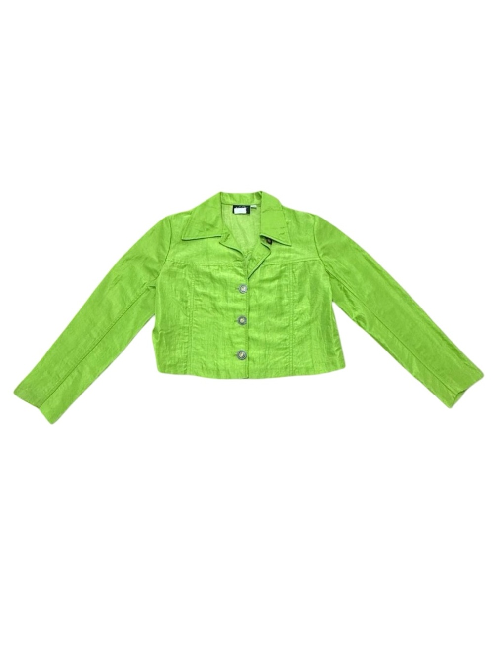 Vintage Women’s Wild Rose Petite Cropped Jacket Lime Green y2k